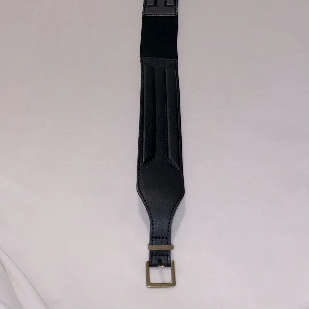Women's‎ Black Leather Stretch Belt Size M/L